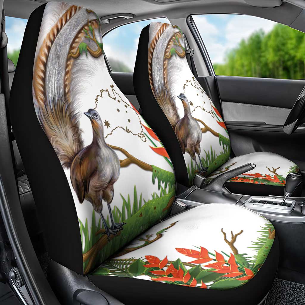Australia Superb Lyrebird Car Seat Cover Aussie Map - Rainforest Vibes