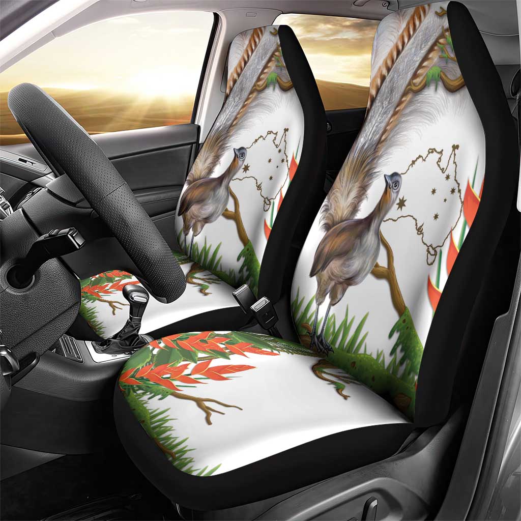 Australia Superb Lyrebird Car Seat Cover Aussie Map - Rainforest Vibes