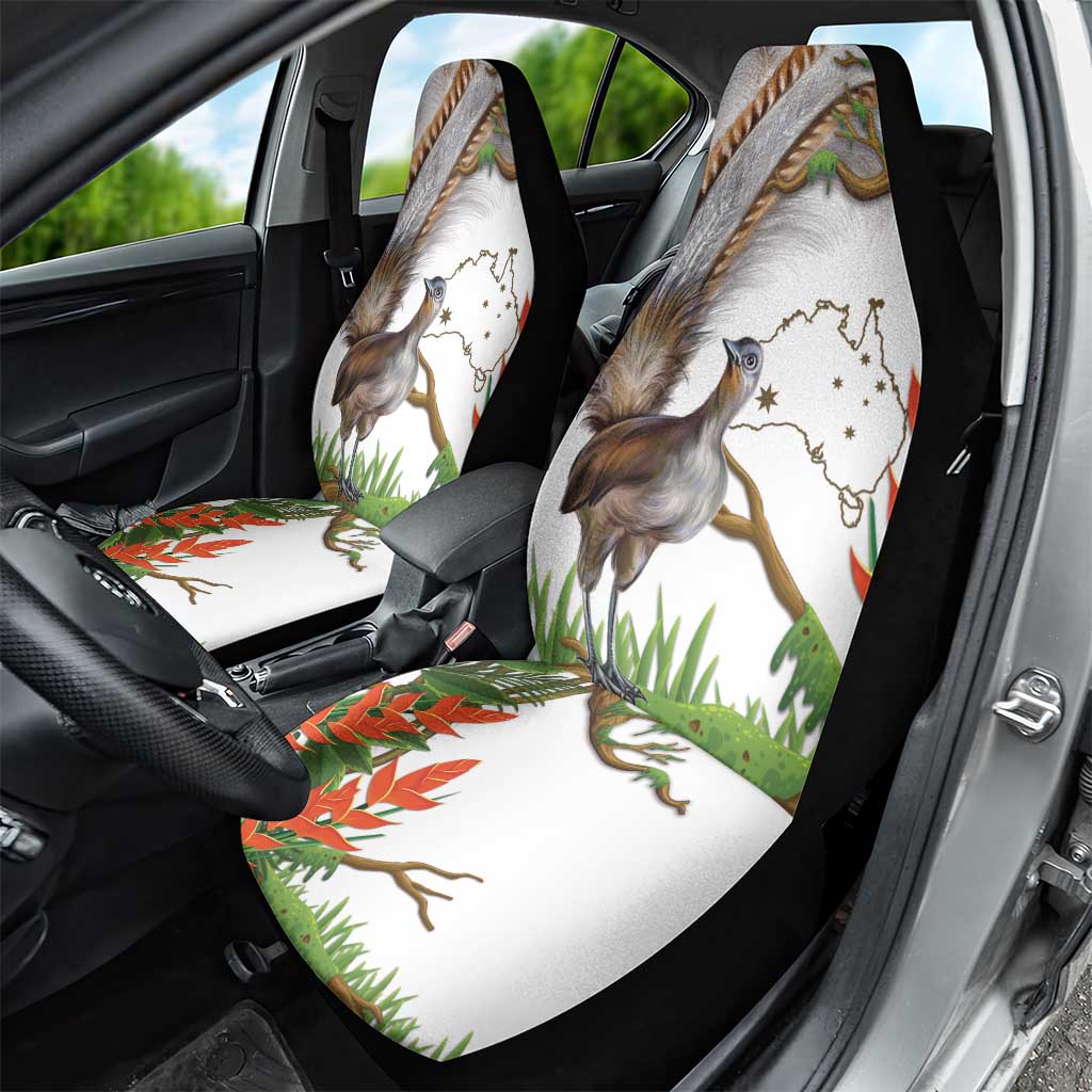 Australia Superb Lyrebird Car Seat Cover Aussie Map - Rainforest Vibes