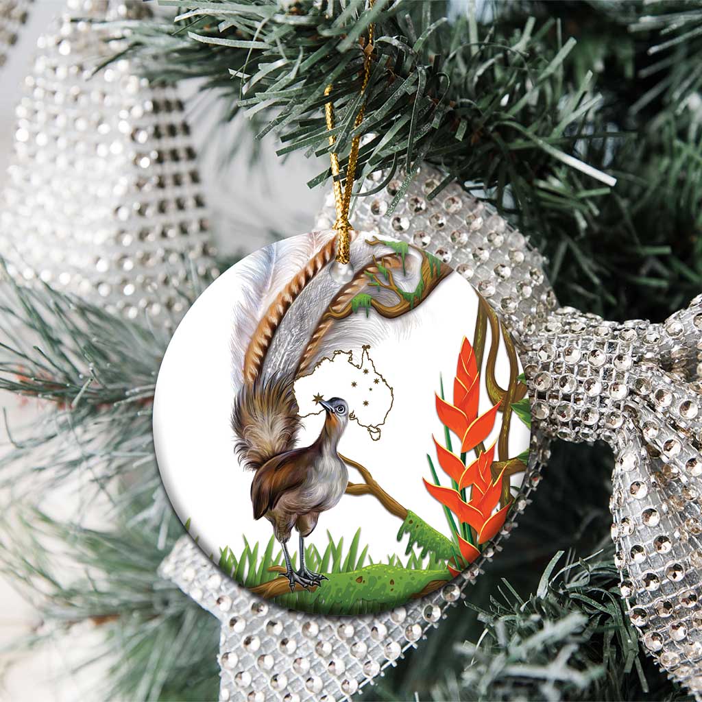 Australia Superb Lyrebird Ceramic Ornament Aussie Map - Rainforest Vibes