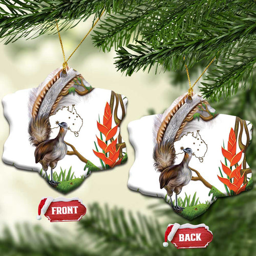 Australia Superb Lyrebird Ceramic Ornament Aussie Map - Rainforest Vibes