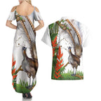 Australia Superb Lyrebird Couples Matching Summer Maxi Dress and Hawaiian Shirt Aussie Map - Rainforest Vibes