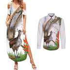 Australia Superb Lyrebird Couples Matching Summer Maxi Dress and Long Sleeve Button Shirt Aussie Map - Rainforest Vibes