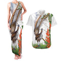 Australia Superb Lyrebird Couples Matching Tank Maxi Dress and Hawaiian Shirt Aussie Map - Rainforest Vibes
