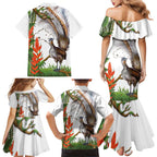 Australia Superb Lyrebird Family Matching Mermaid Dress and Hawaiian Shirt Aussie Map - Rainforest Vibes
