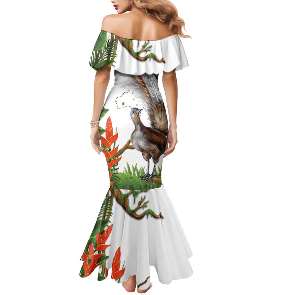 Australia Superb Lyrebird Family Matching Mermaid Dress and Hawaiian Shirt Aussie Map - Rainforest Vibes