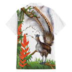 Australia Superb Lyrebird Family Matching Off The Shoulder Long Sleeve Dress and Hawaiian Shirt Aussie Map - Rainforest Vibes