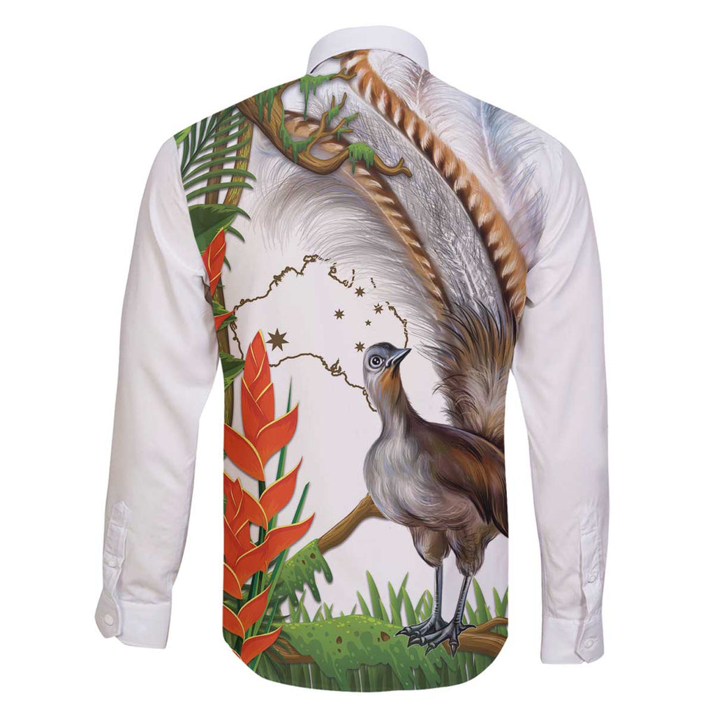 Australia Superb Lyrebird Family Matching Off The Shoulder Long Sleeve Dress and Hawaiian Shirt Aussie Map - Rainforest Vibes