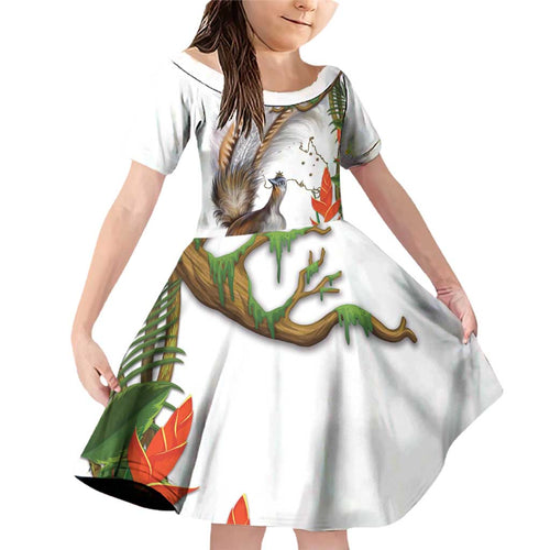 Australia Superb Lyrebird Family Matching Off Shoulder Short Dress and Hawaiian Shirt Aussie Map - Rainforest Vibes