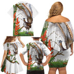 Australia Superb Lyrebird Family Matching Off Shoulder Short Dress and Hawaiian Shirt Aussie Map - Rainforest Vibes