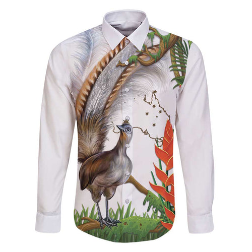Australia Superb Lyrebird Family Matching Off Shoulder Short Dress and Hawaiian Shirt Aussie Map - Rainforest Vibes