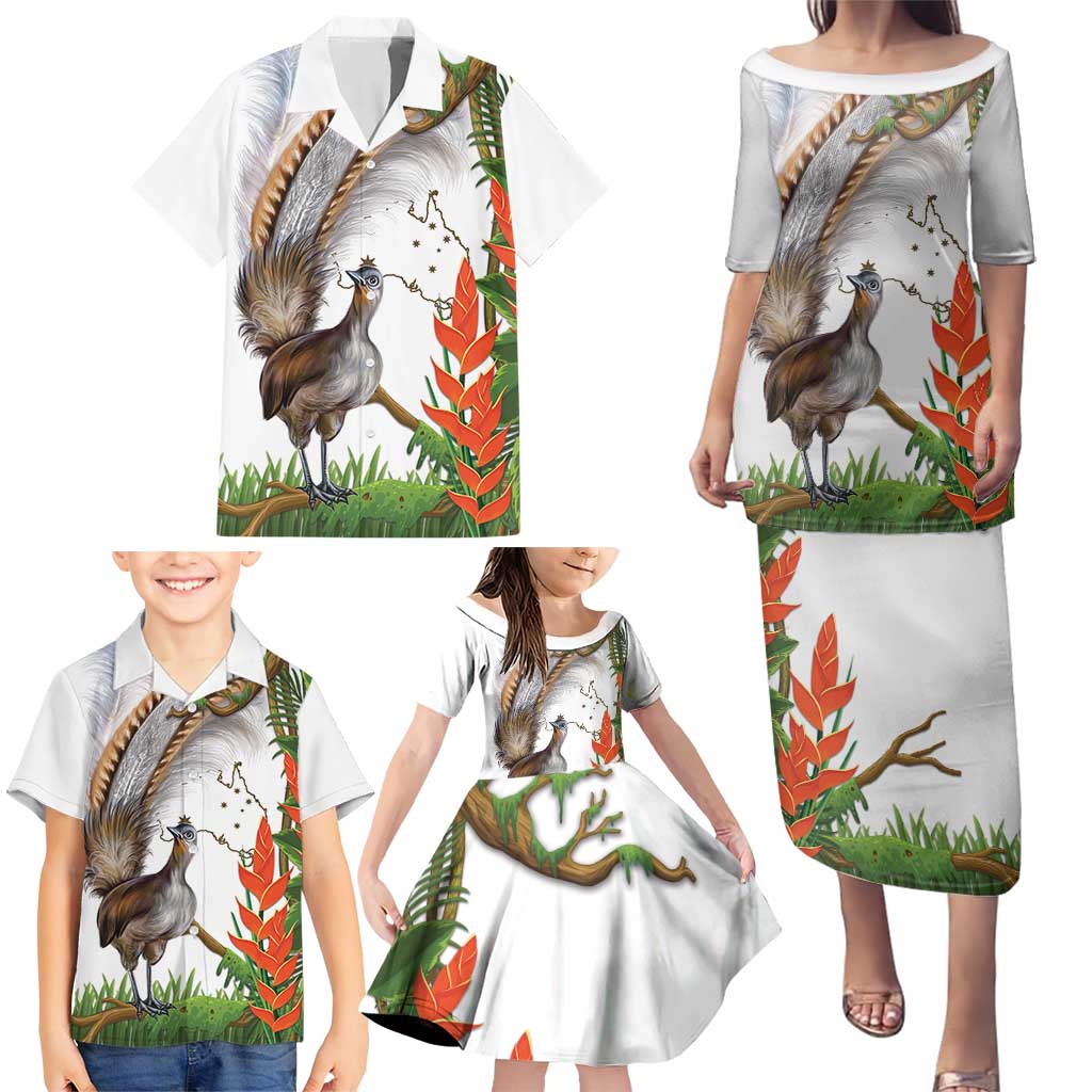 Australia Superb Lyrebird Family Matching Puletasi and Hawaiian Shirt Aussie Map - Rainforest Vibes