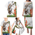 Australia Superb Lyrebird Family Matching Puletasi and Hawaiian Shirt Aussie Map - Rainforest Vibes