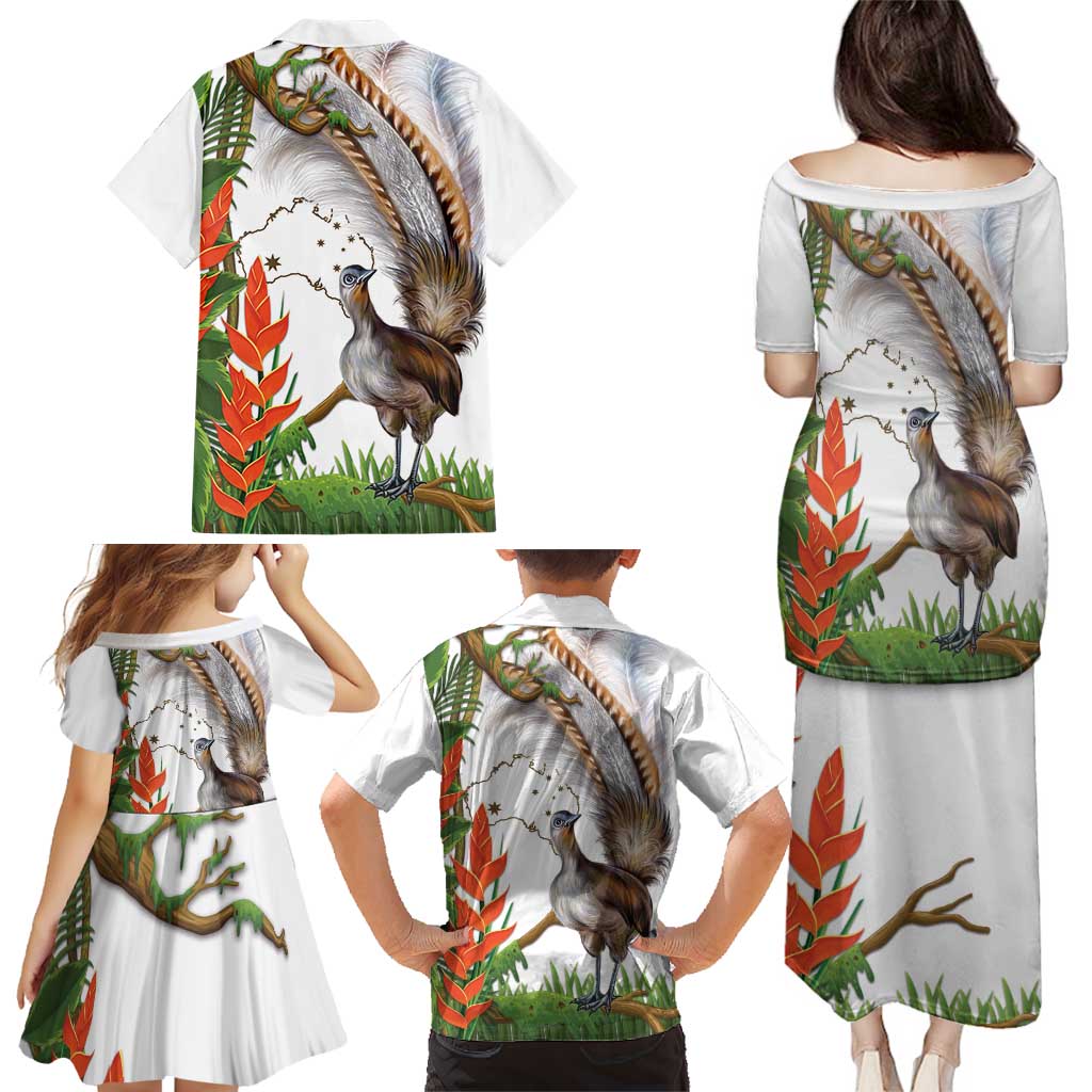 Australia Superb Lyrebird Family Matching Puletasi and Hawaiian Shirt Aussie Map - Rainforest Vibes