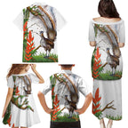 Australia Superb Lyrebird Family Matching Puletasi and Hawaiian Shirt Aussie Map - Rainforest Vibes