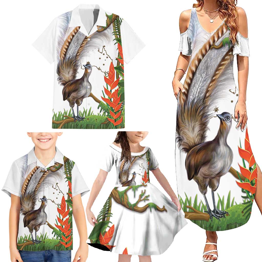Australia Superb Lyrebird Family Matching Summer Maxi Dress and Hawaiian Shirt Aussie Map - Rainforest Vibes