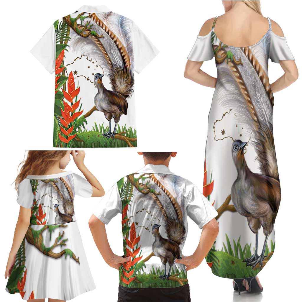 Australia Superb Lyrebird Family Matching Summer Maxi Dress and Hawaiian Shirt Aussie Map - Rainforest Vibes