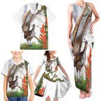 Australia Superb Lyrebird Family Matching Tank Maxi Dress and Hawaiian Shirt Aussie Map - Rainforest Vibes