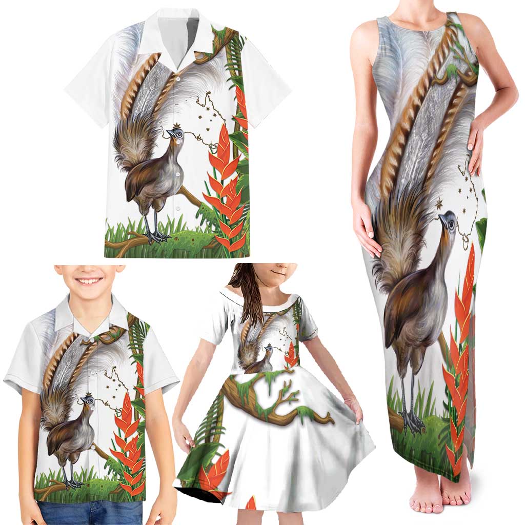 Australia Superb Lyrebird Family Matching Tank Maxi Dress and Hawaiian Shirt Aussie Map - Rainforest Vibes