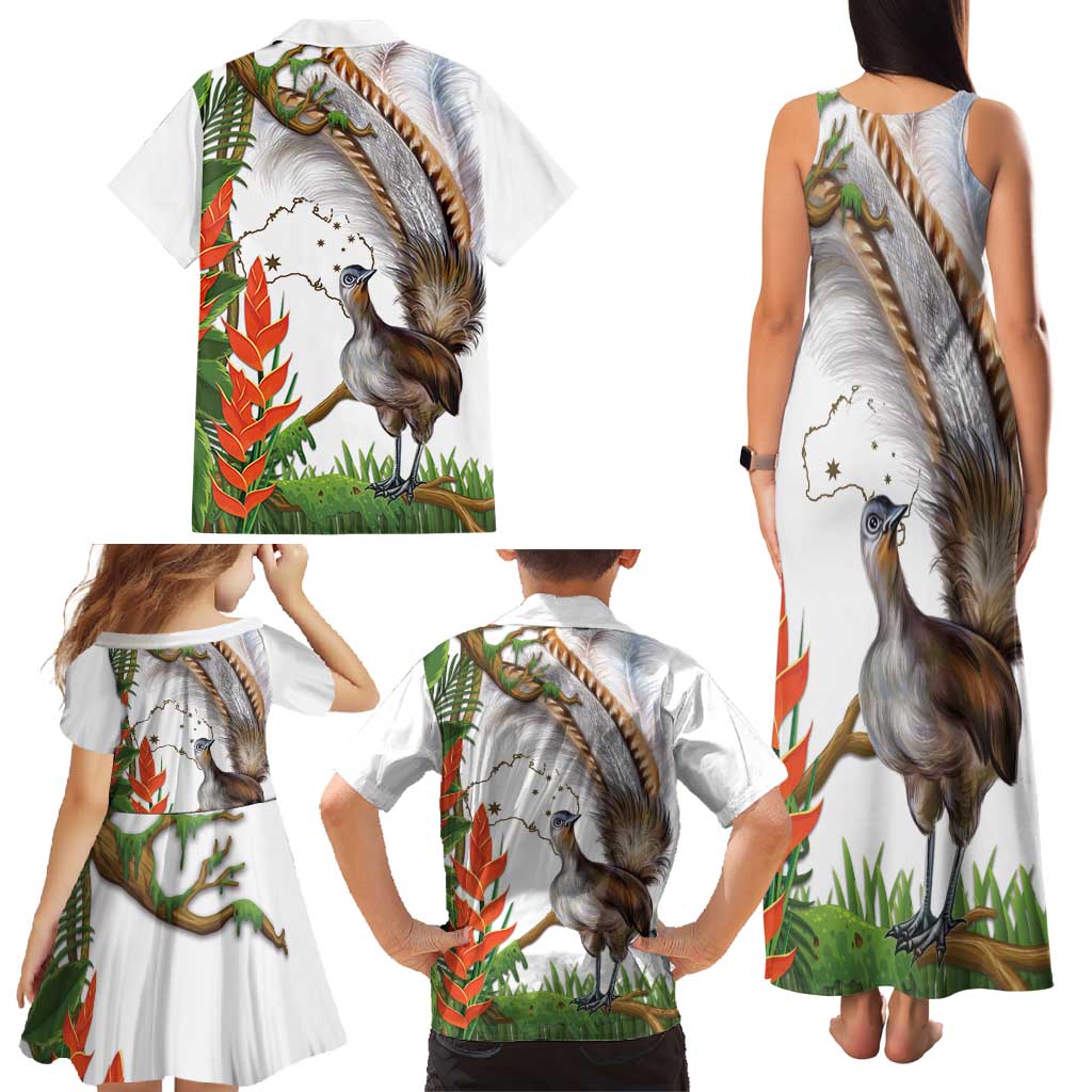 Australia Superb Lyrebird Family Matching Tank Maxi Dress and Hawaiian Shirt Aussie Map - Rainforest Vibes