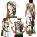 Australia Superb Lyrebird Family Matching Tank Maxi Dress and Hawaiian Shirt Aussie Map - Rainforest Vibes