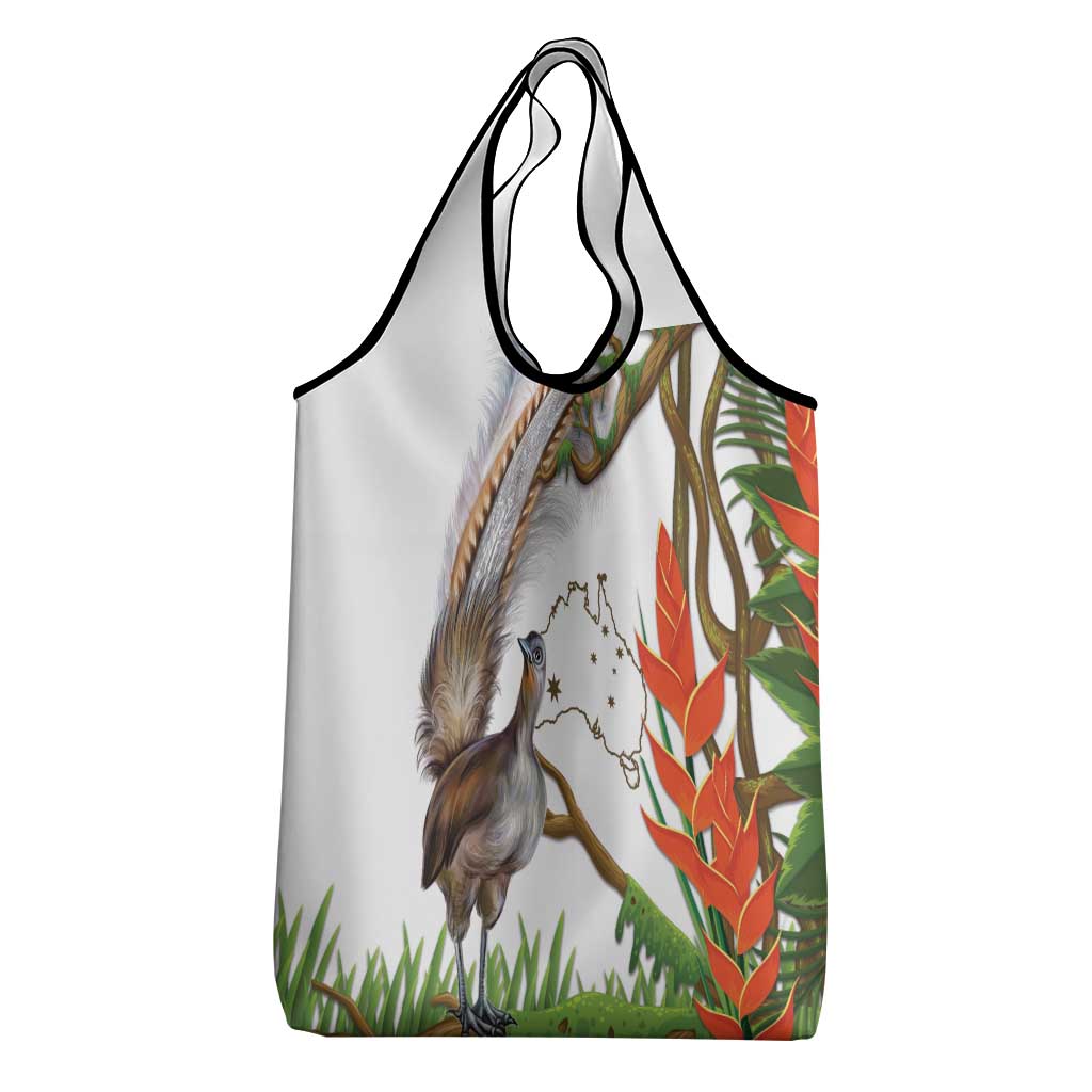 Australia Superb Lyrebird Grocery Bag Aussie Map - Rainforest Vibes