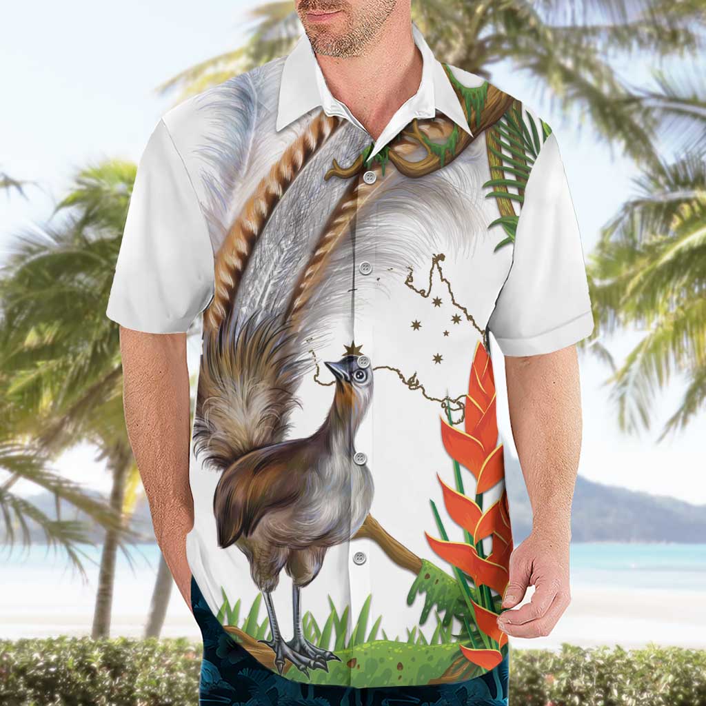 Australia Superb Lyrebird Hawaiian Shirt Aussie Map - Rainforest Vibes