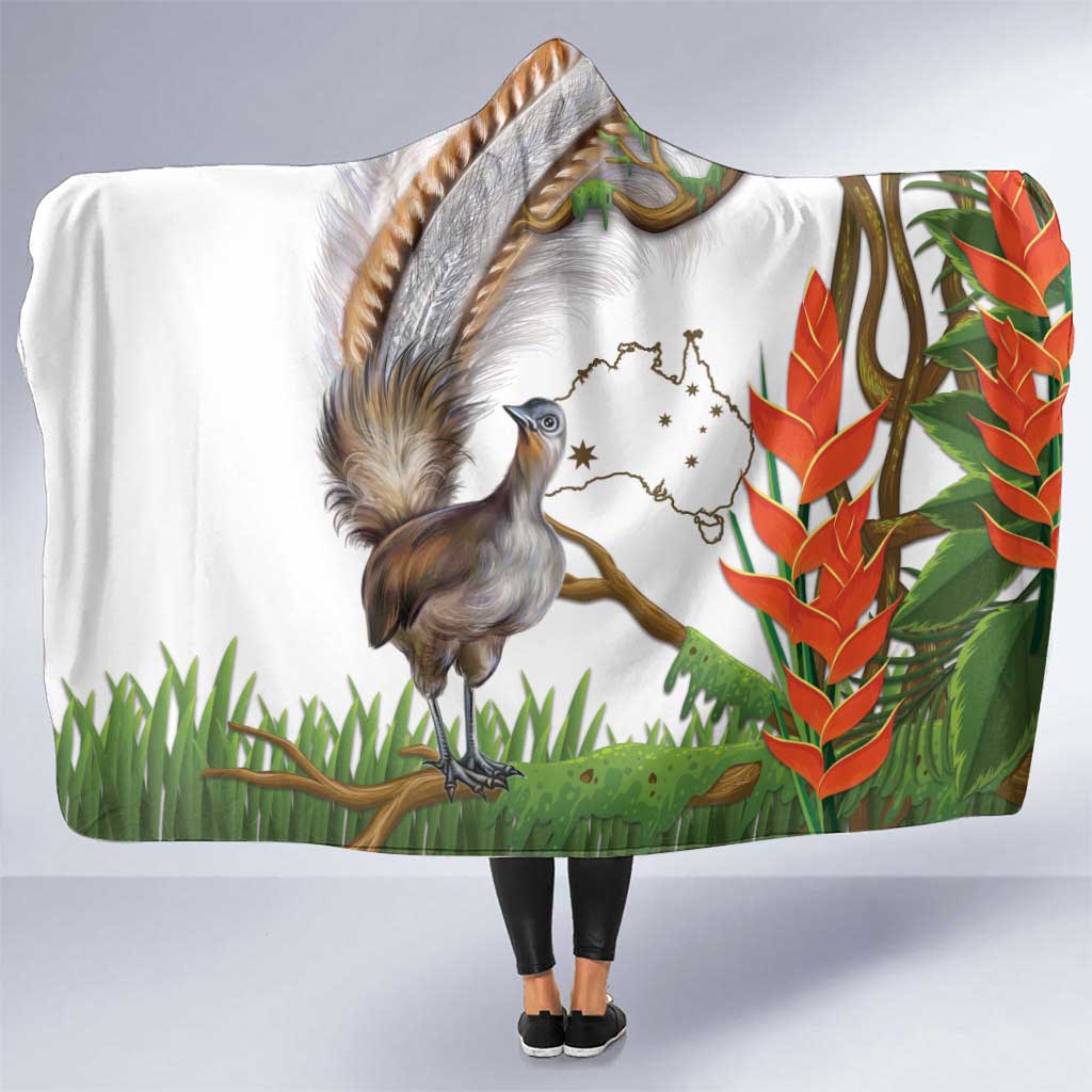 Australia Superb Lyrebird Hooded Blanket Aussie Map - Rainforest Vibes