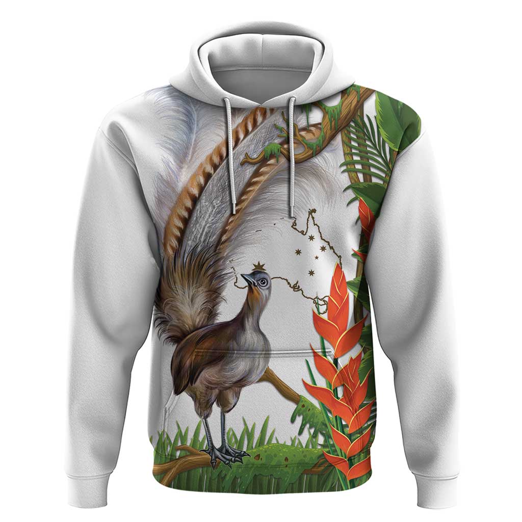 Australia Superb Lyrebird Hoodie Aussie Map - Rainforest Vibes