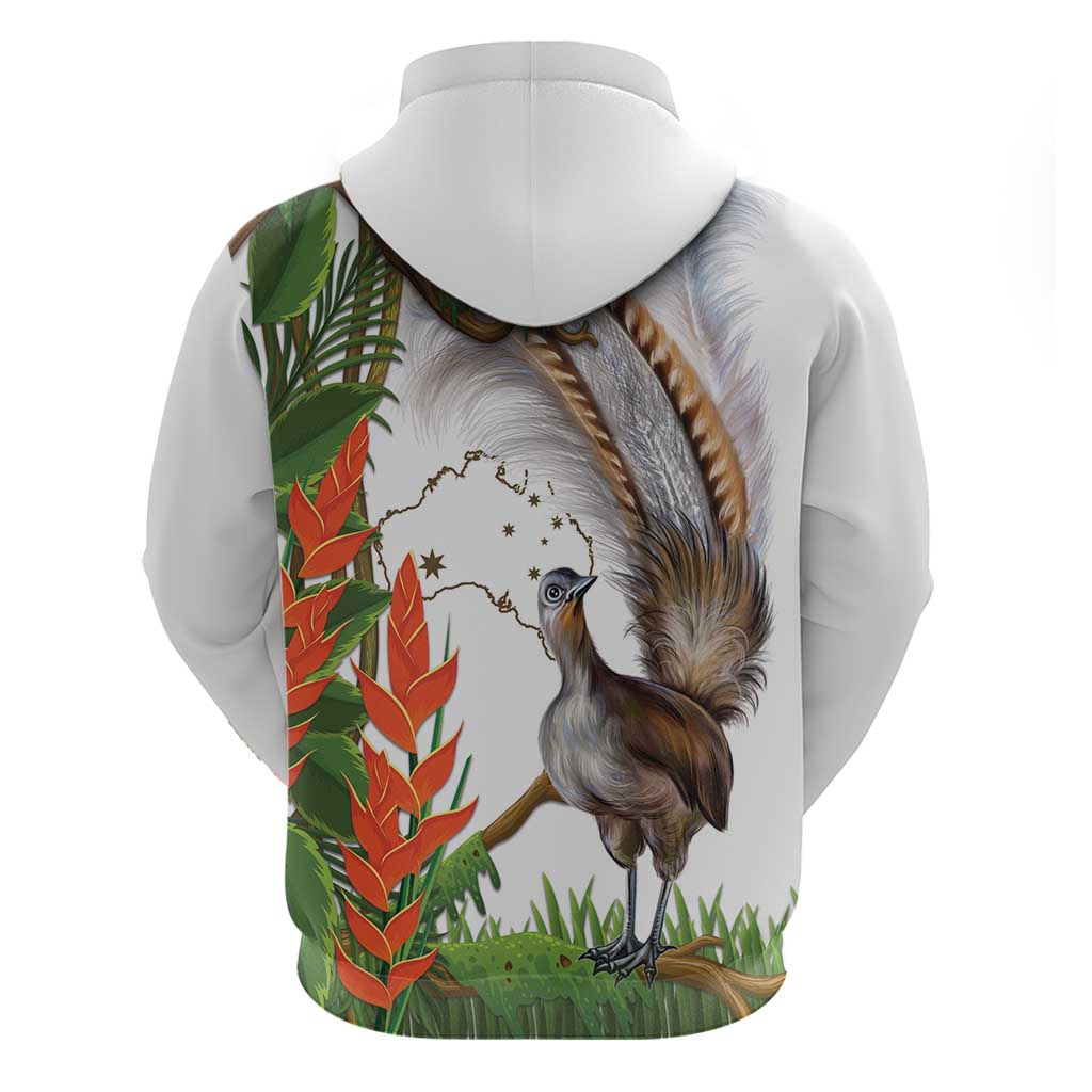 Australia Superb Lyrebird Hoodie Aussie Map - Rainforest Vibes