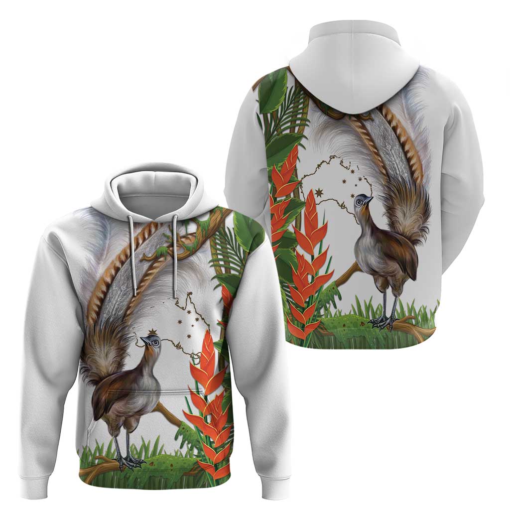 Australia Superb Lyrebird Hoodie Aussie Map - Rainforest Vibes