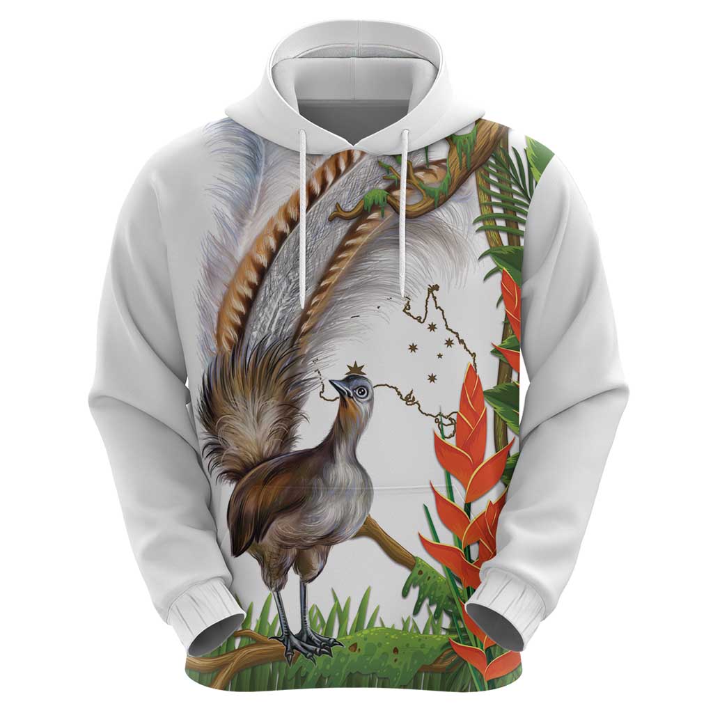 Australia Superb Lyrebird Hoodie Aussie Map - Rainforest Vibes
