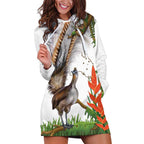 Australia Superb Lyrebird Hoodie Dress Aussie Map - Rainforest Vibes