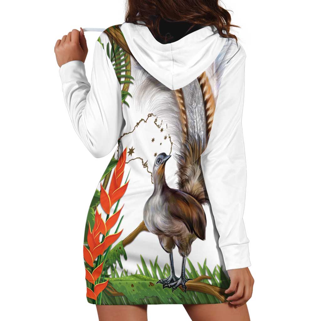Australia Superb Lyrebird Hoodie Dress Aussie Map - Rainforest Vibes