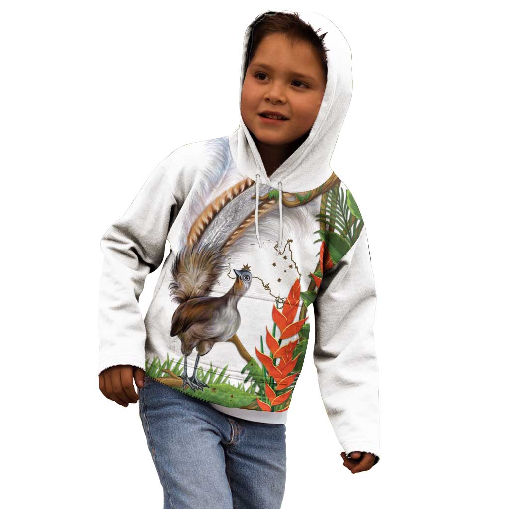 Australia Superb Lyrebird Kid Hoodie Aussie Map - Rainforest Vibes