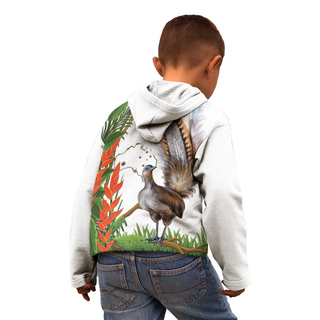 Australia Superb Lyrebird Kid Hoodie Aussie Map - Rainforest Vibes