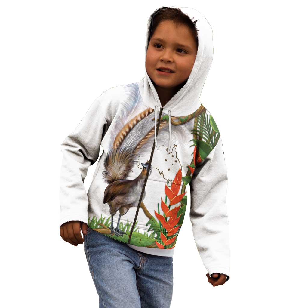Australia Superb Lyrebird Kid Hoodie Aussie Map - Rainforest Vibes