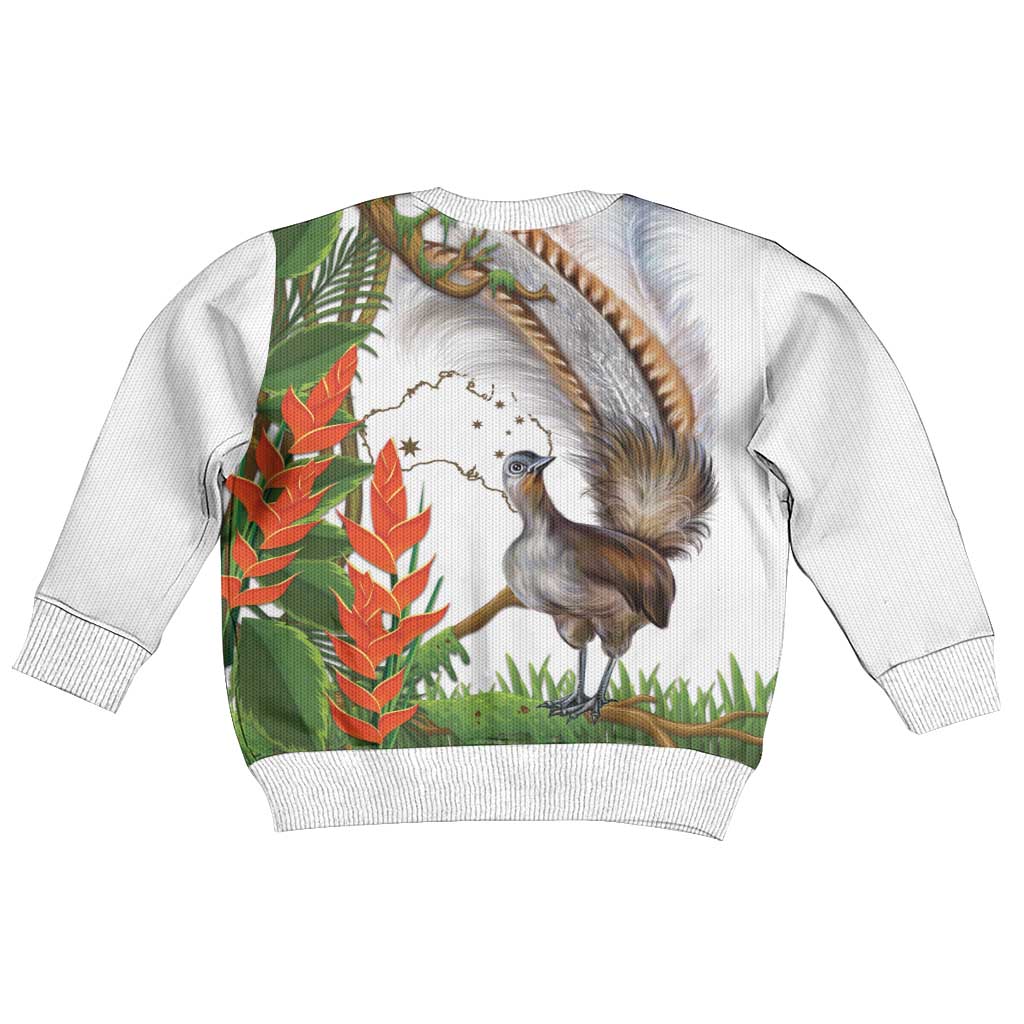 Australia Superb Lyrebird Kid Ugly Christmas Sweater Aussie Map - Rainforest Vibes