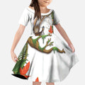 Australia Superb Lyrebird Kid Short Sleeve Dress Aussie Map - Rainforest Vibes