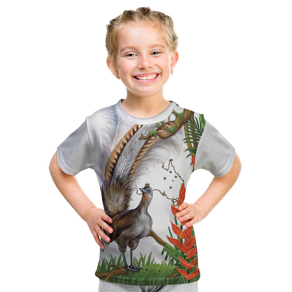 Australia Superb Lyrebird Kid T Shirt Aussie Map - Rainforest Vibes
