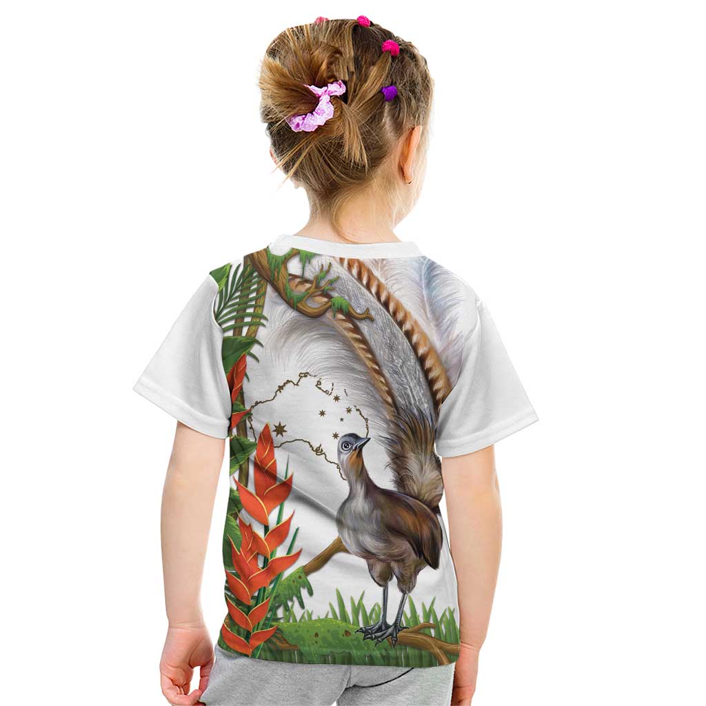 Australia Superb Lyrebird Kid T Shirt Aussie Map - Rainforest Vibes
