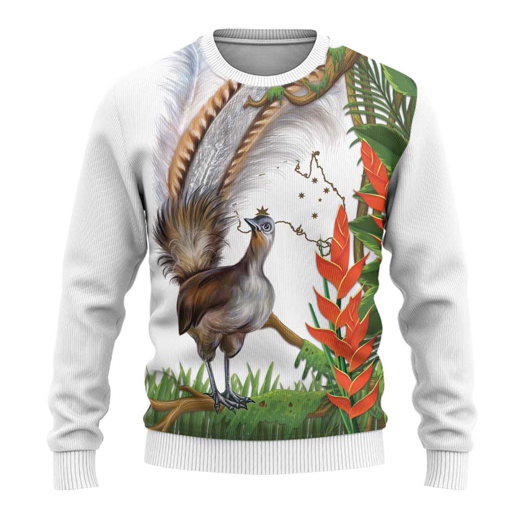 Australia Superb Lyrebird Ugly Christmas Sweater Aussie Map - Rainforest Vibes