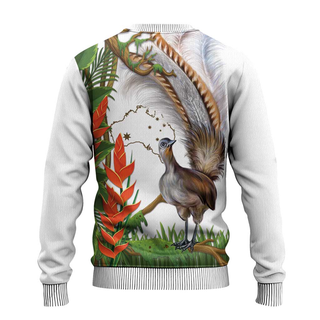 Australia Superb Lyrebird Ugly Christmas Sweater Aussie Map - Rainforest Vibes