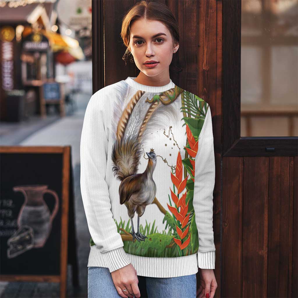 Australia Superb Lyrebird Ugly Christmas Sweater Aussie Map - Rainforest Vibes
