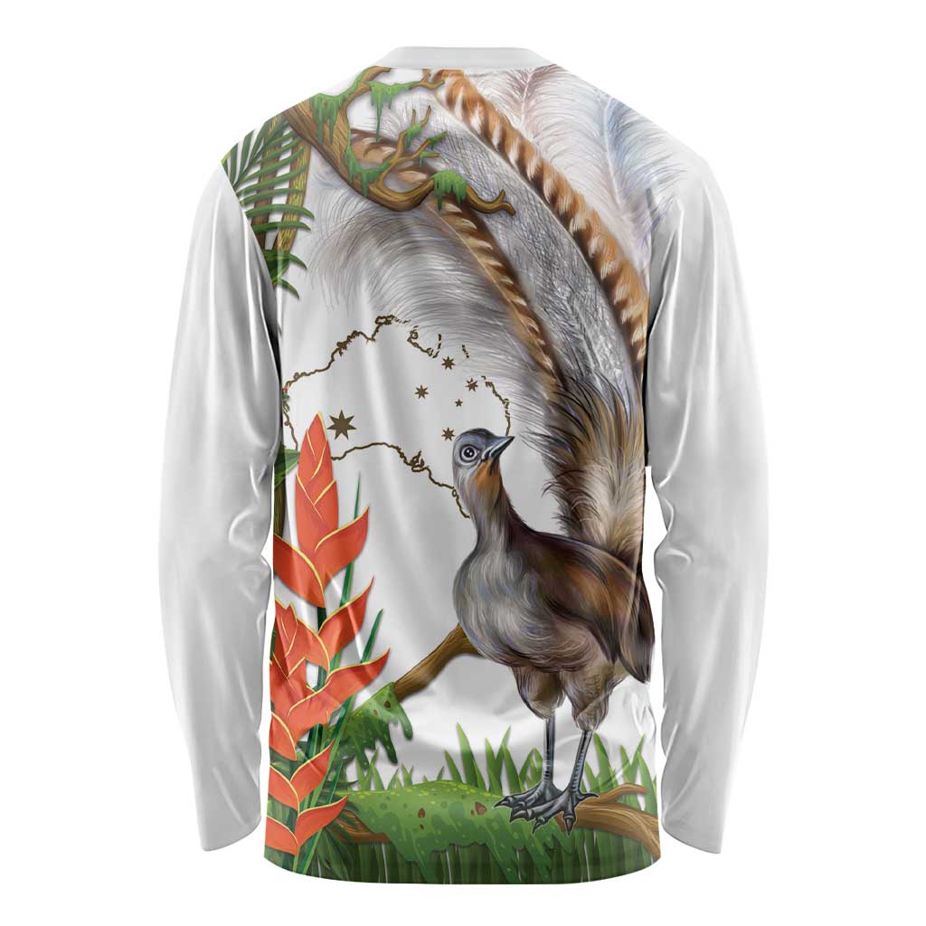 Australia Superb Lyrebird Long Sleeve Shirt Aussie Map - Rainforest Vibes