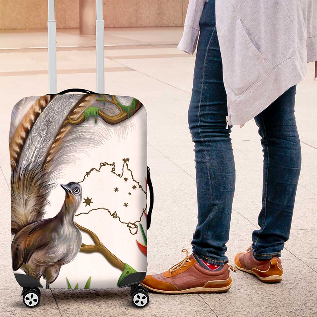 Australia Superb Lyrebird Luggage Cover Aussie Map - Rainforest Vibes
