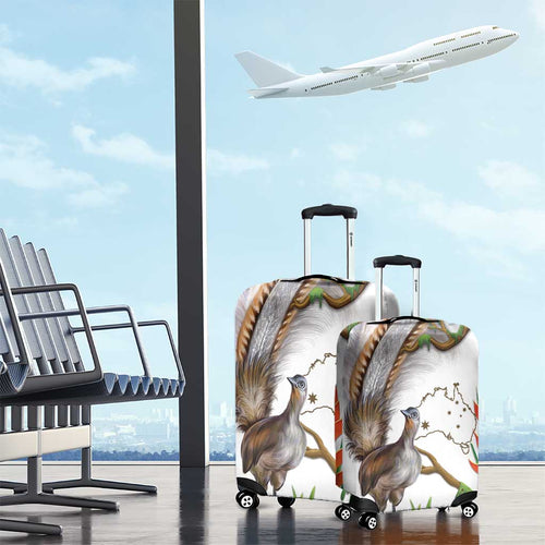 Australia Superb Lyrebird Luggage Cover Aussie Map - Rainforest Vibes
