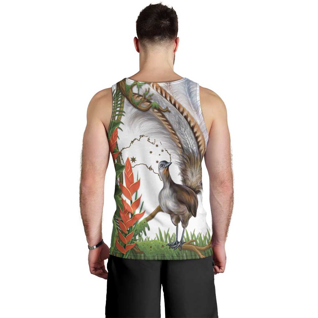 Australia Superb Lyrebird Men Tank Top Aussie Map - Rainforest Vibes