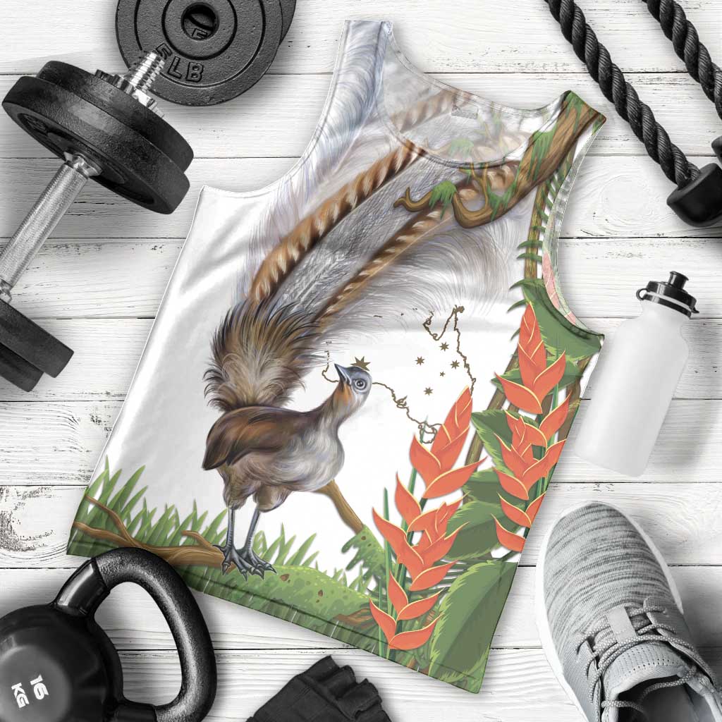Australia Superb Lyrebird Men Tank Top Aussie Map - Rainforest Vibes