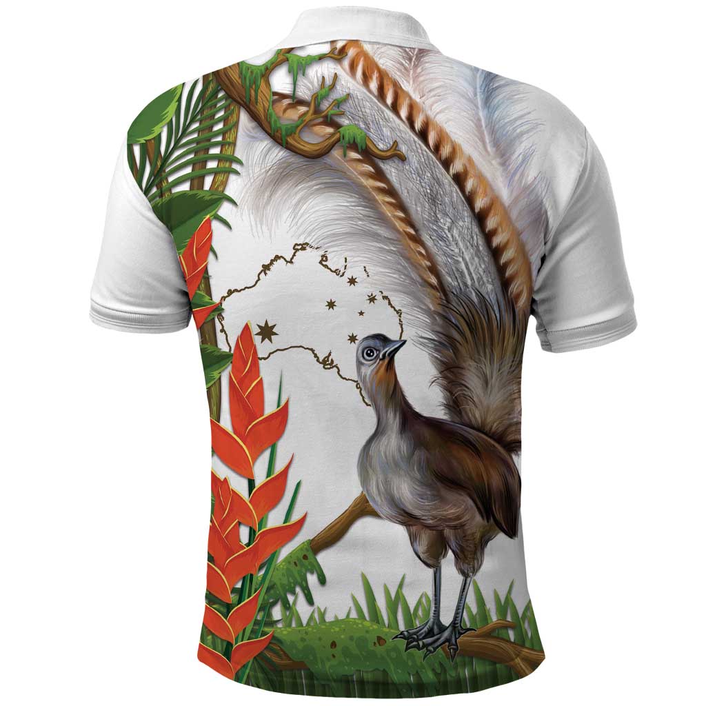 Australia Superb Lyrebird Polo Shirt Aussie Map - Rainforest Vibes